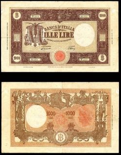 Italy Banca DItalia 1000 Lire 18 1 1947 Very Scarce Impressive Large 
