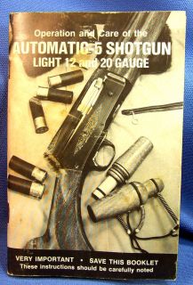 Browning Shotgun Operation Care Manual Automatic 5 Light 12 20 Gauge 