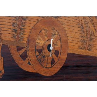 16 x 12 Bulls Wagon Carved Wood Indian Art Bone Inlay