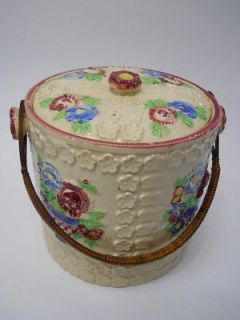 vintage hand decorted ceramic cookie jar made in japan time