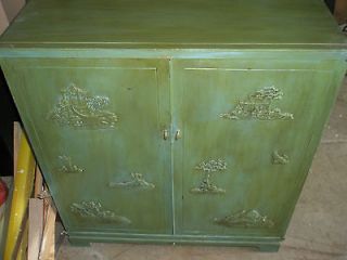 Vintage Wood Cupboard Liquor Cabinet Bathroom Vanity Oriental Asian