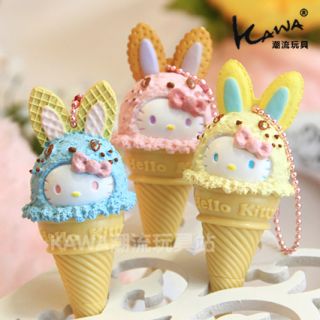   Hello Kitty Cute Bunny Ice Cream Corn Ornment, Charm & Ball Point Pen