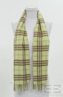 Burberry London Green & Brown Cashmere Icon Check Fringe Scarf