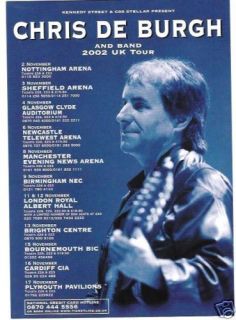  Chris de Burgh 2002 Tour UK Mini Poster Flyer