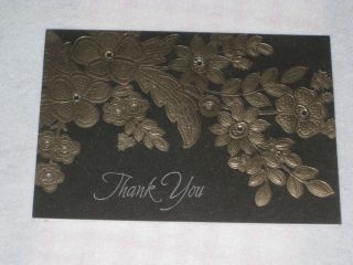 Burgoyne Handmade Brown Floral Thank You Card New