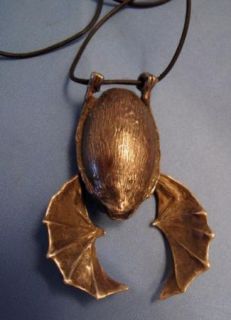 Vintage Robert Burkett Modernist Studio Art Figural Bat Pendant 