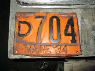  1934 Maine Me Dealer 3 Digit Plate D 704