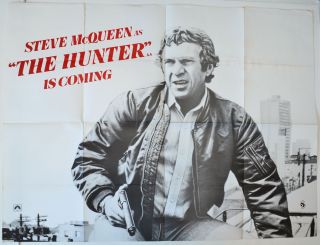 The Hunter 1980 Cinema Quad Movie Poster Steve McQueen Teaser Version 