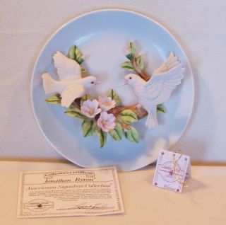 1988 White Doves Jonathan Byron Americana Collector Plate Arnart 