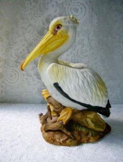 Royal Crown White Pelican Figurine Bird Porcelain Signed J. Byron 