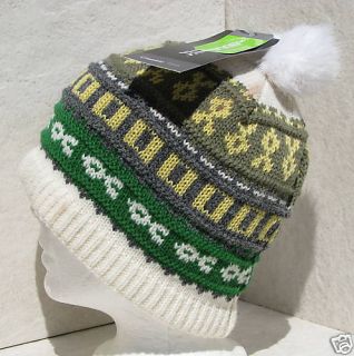 Bula Funky Kelly Green Gry Pom Ski Snowboard Beanie Hat