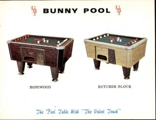 Bunny Pool Coin Op Bumper Pool Table sales flyer by U B I of N J the 