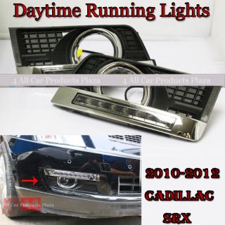 Cadillac SRX 2010 2012 LED DRL Daytime Running Light with Chrome Fog 