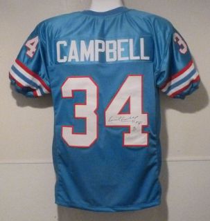 Earl Campbell Autographed Signed Houston Oilers Blue Size XL Jersey 