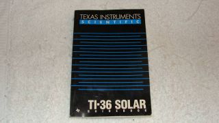 Texas Instruments TI 36 Solar Calculator Manual