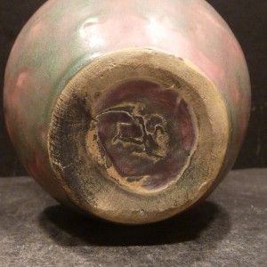 Burley Winter Vase in Pink and Green Mottled Glaze 4 1 2 Mint