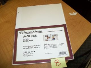 SEALED BURNES PHOTO ALBUM REFILL PACK #REHOMM 3 RING BINDER SELF 