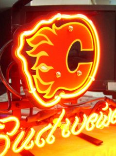 CALGARY FLAMES Hockey Budweiser Beer Bar NEON Light Sign if032