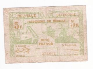 New Caledonia 5 Francs 1943 F Banknote P 58