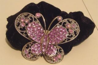 Brooch Silver Butterfly Scarf Holder Purple Hair Pin