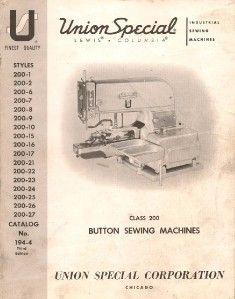 union special button sewing machine manual class 200