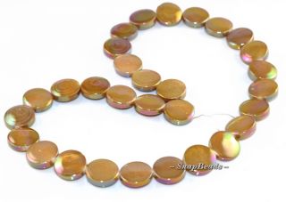   Latte Shell Gemstone Button Coin Circle 12mm Loose Beads 15 5