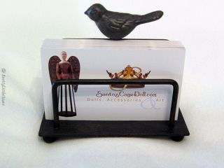 French Country Bird Business Card Holder Desk Counter
