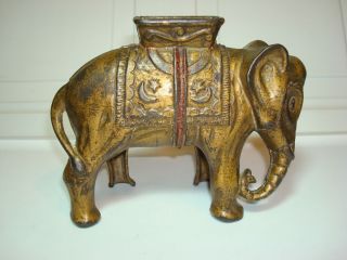 LG A C Williams Cast Iron Elephant with Howdah Still Bank Early 1900s 
