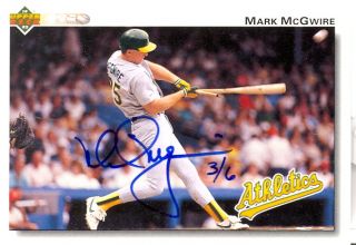   Deck 40 Man Mark McGwire Autograph Buybacks 6 Mark McGwire 92 6