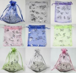 9x7 12x9 16x13cm Butterfly Organza Jewelry Packing Pouch Wedding Favor 