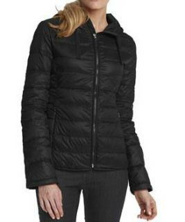 Calvin Klein Womens Packable Light Weight Down Jacket Hood Black L 