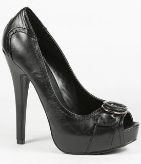 Black High Heel Peep Toe Platform Pump Women Shoes 7 5