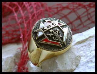 US Size 8 Knights of Columbus K of C 24K 3rd Degree Gold Ring D67G 
