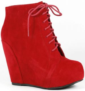 Wedge Round Toe Platform Lace Up Ankle Bootie Boot Glaze CAMILLA5 