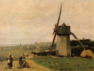1855 Jean Baptiste Camille Corot Painting Romanticism Windmill 
