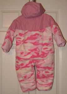 Infant Girls Columbia Pink Camo Snowsuit Bunting 12 M Fleece Faux Fur 