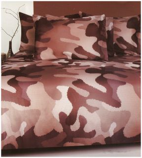 Camouflage Brown King Size Quilt DOONA Duvet Cover Set Bedding 