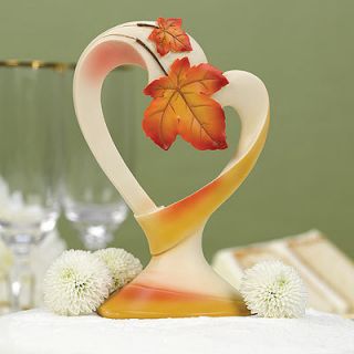   Wedding Cake Toppers Autumn Leaf Heart Shaped Cake Topper Top
