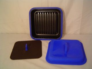 Prepology Microwave Grill Pan w/ Insert & Silicone Lid Blue