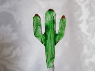   Swizzle Sticks Drink Ornaments Set of 2 Green Cactus Plants