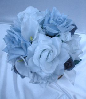 21pc Bridal Bouquet Wedding Flower Blue Calla Lily