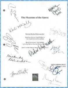 Phantom of The Opera Movie Script Signed by 12x rpt Gerald Butler 