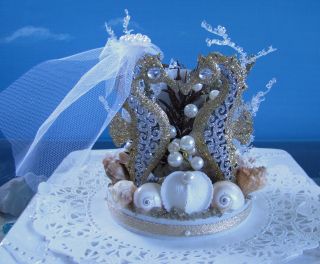 Cake Topper   Seashell Wedding Cake Topper   Beach Wedding Cake Topper 