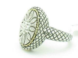 Andrea Candela 18kt & Sterling Silver Oval Diamond Flower Antique Ring 