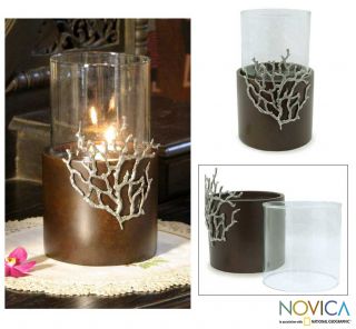 Coral Tree Pewter Mangowood Candle Holder Thailand
