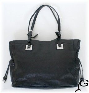 New Calvin Klein Designer Handbag Tote Bag Blk Leather Silver Hardware 