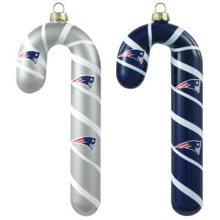 New England Patriots NFL Football Candy Cane Mini Blown Glass 