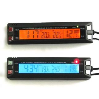 New 12V Car Auto Digital LED in Out Clock Time Thermometer Voltage 
