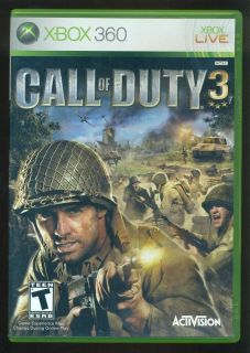 Xbox 360 Call of Duty 3 Rated T Complete Genre Shooter First Person 