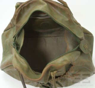 Calleen Cordero Sage Green and Brown Leather Pocket Tote Handbag